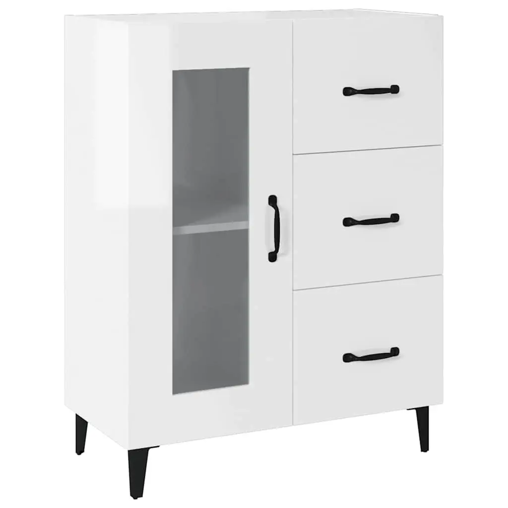 Sideboard Storage Cabinet for Home Interior High Gloss White 69.5x34x90 cm Engineered Wood