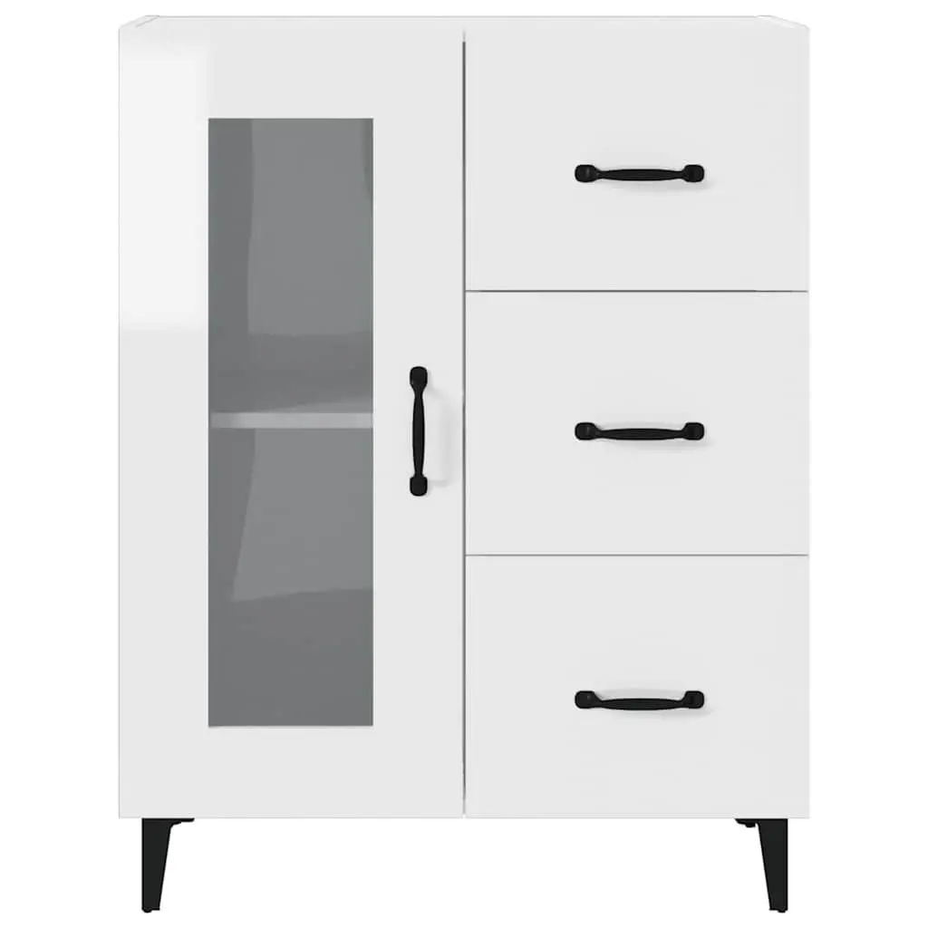 Sideboard Storage Cabinet for Home Interior High Gloss White 69.5x34x90 cm Engineered Wood