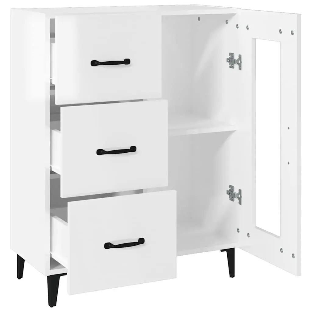 Sideboard Storage Cabinet for Home Interior High Gloss White 69.5x34x90 cm Engineered Wood