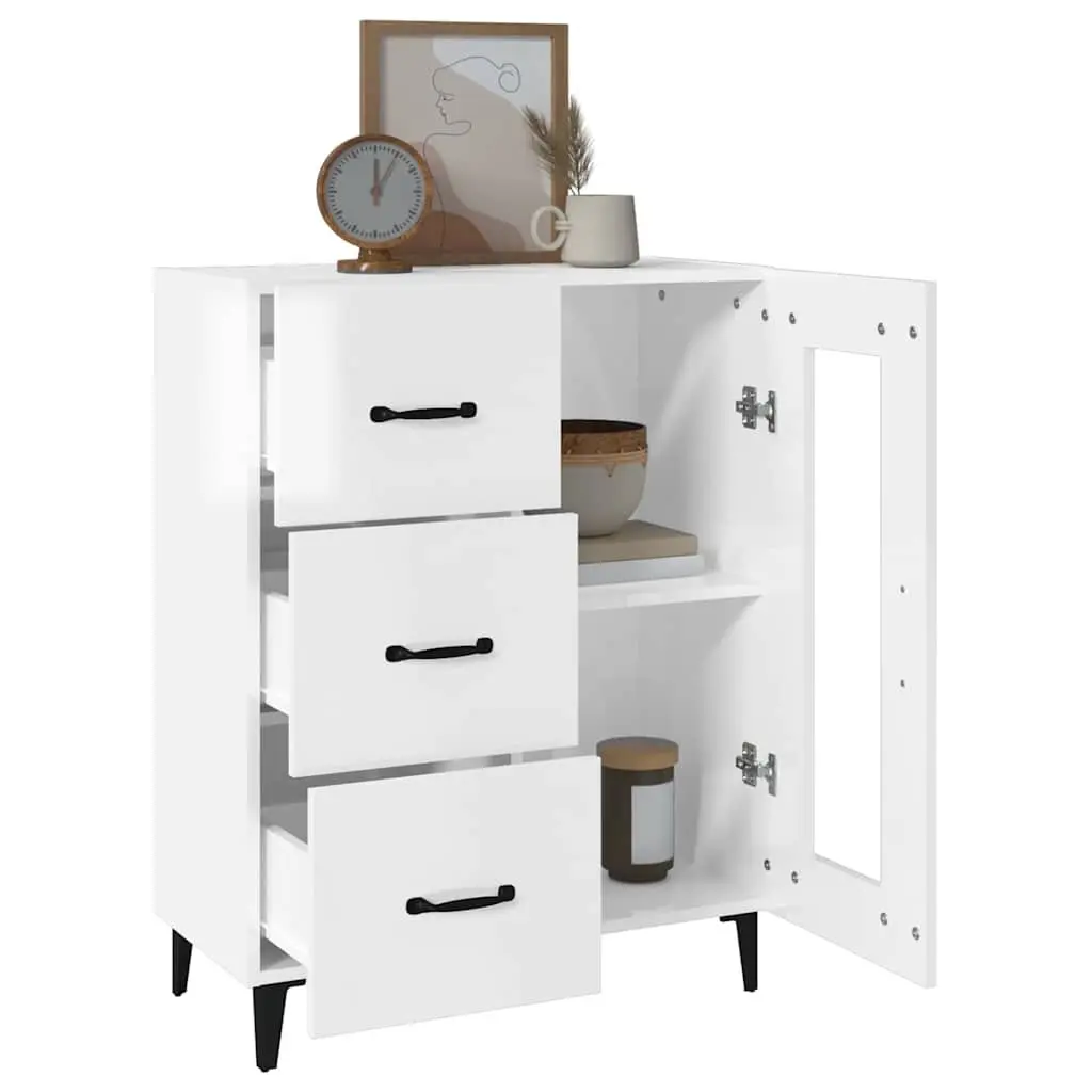 Sideboard Storage Cabinet for Home Interior High Gloss White 69.5x34x90 cm Engineered Wood