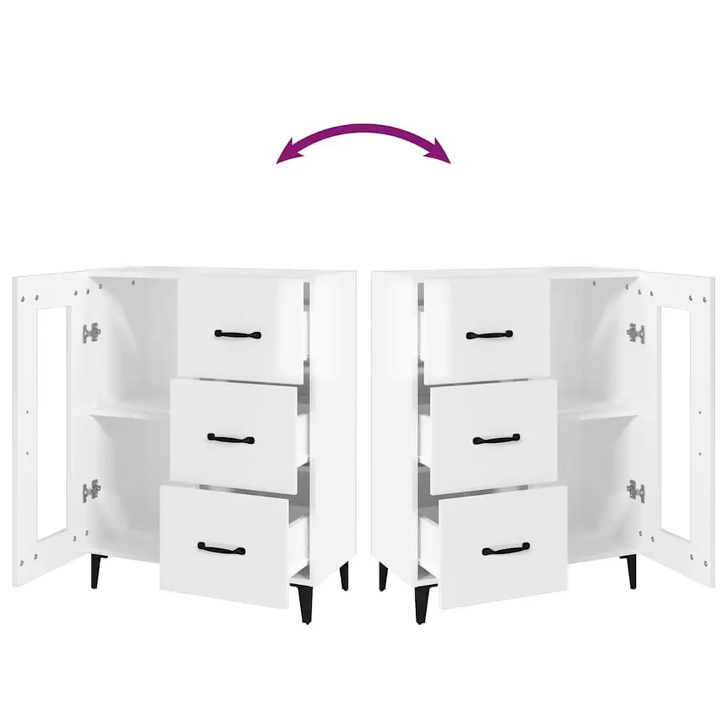 Sideboard Storage Cabinet for Home Interior High Gloss White 69.5x34x90 cm Engineered Wood