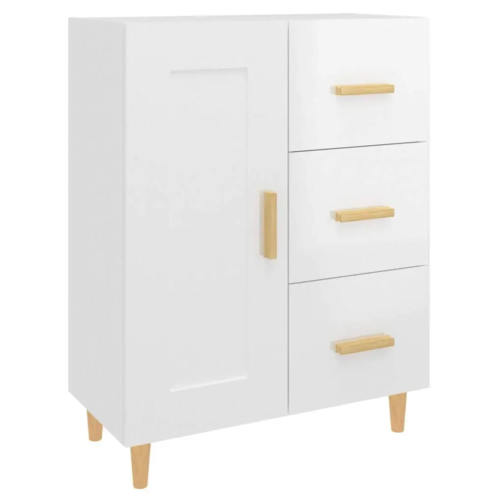 White High Gloss Sideboard with Engineered Wood Construction