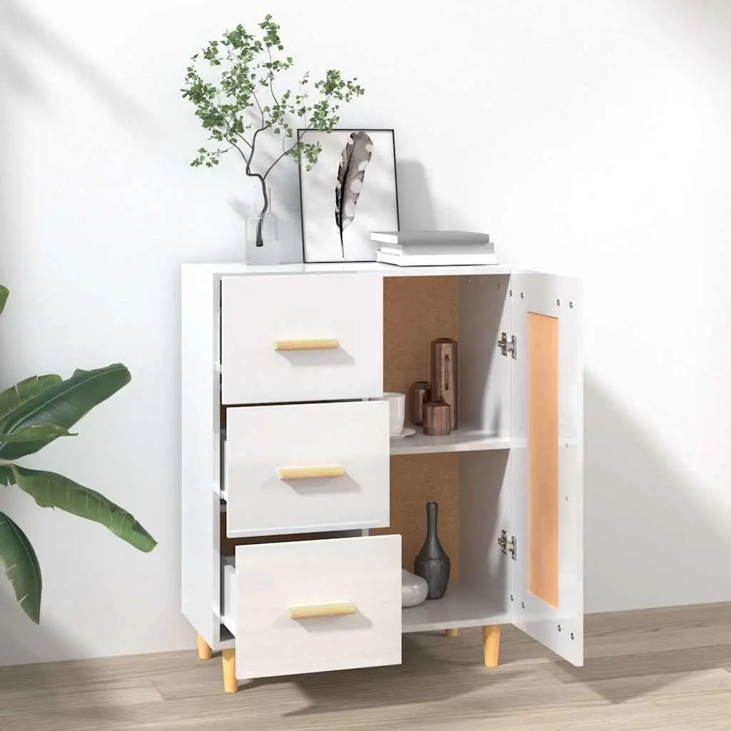 White High Gloss Sideboard with Engineered Wood Construction