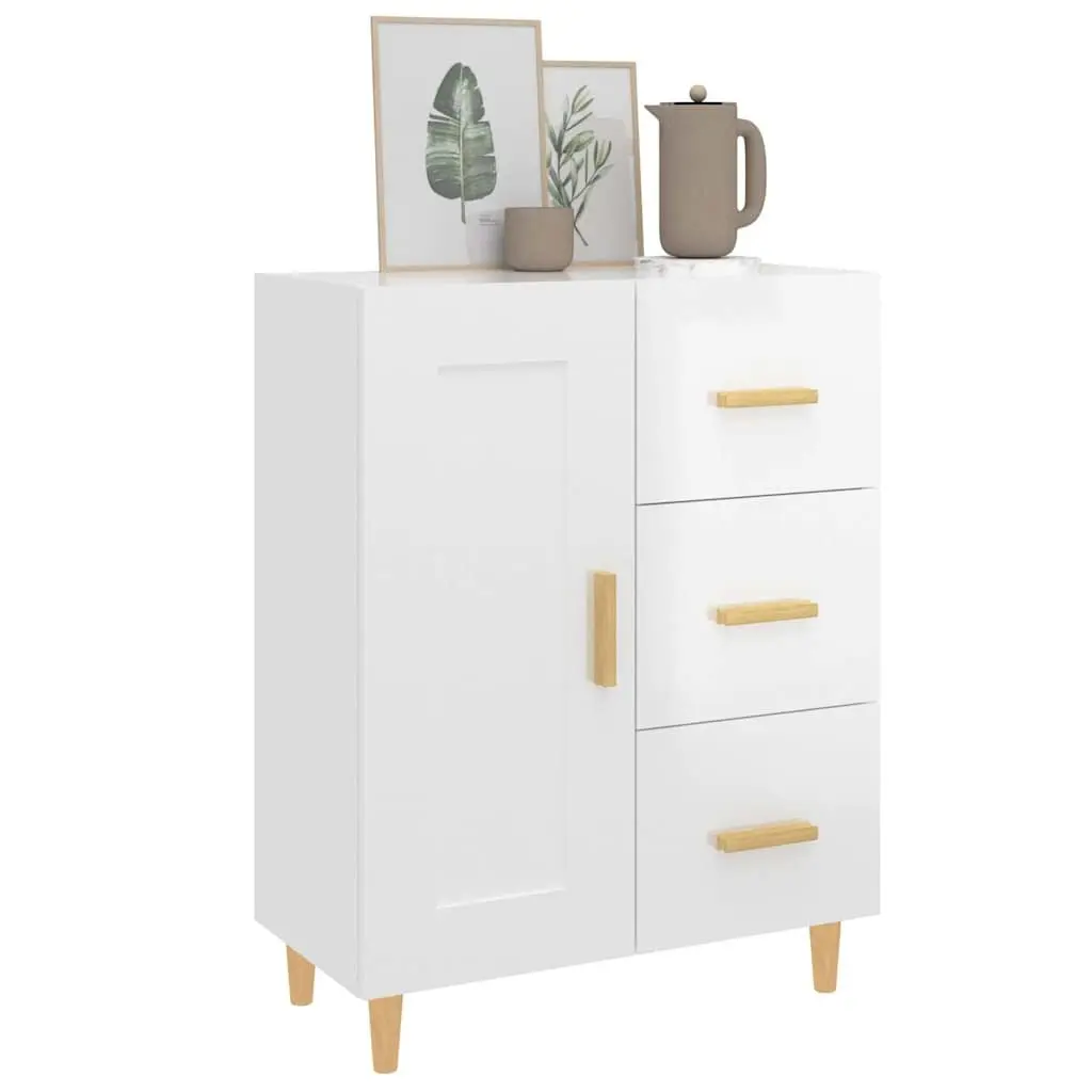 White High Gloss Sideboard with Engineered Wood Construction