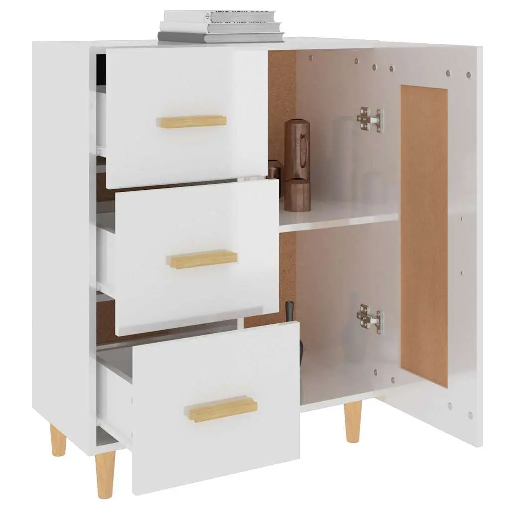 White High Gloss Sideboard with Engineered Wood Construction