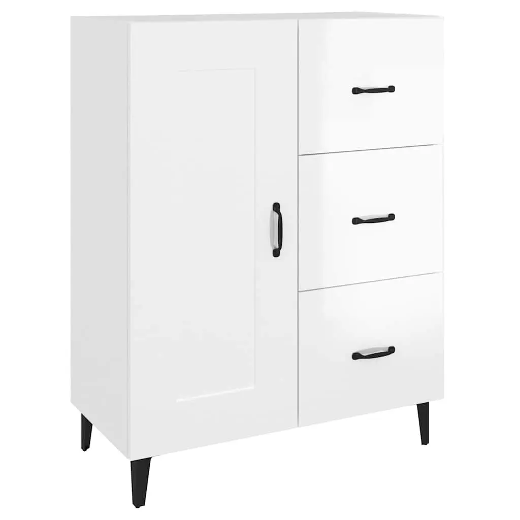 Sideboard Storage Cabinet for Living Room High Gloss White 69.5 x 34 x 90 cm
