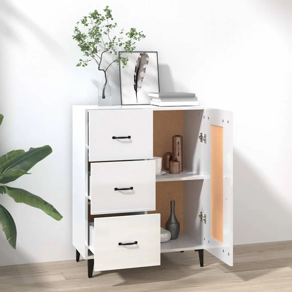 Sideboard Storage Cabinet for Living Room High Gloss White 69.5 x 34 x 90 cm