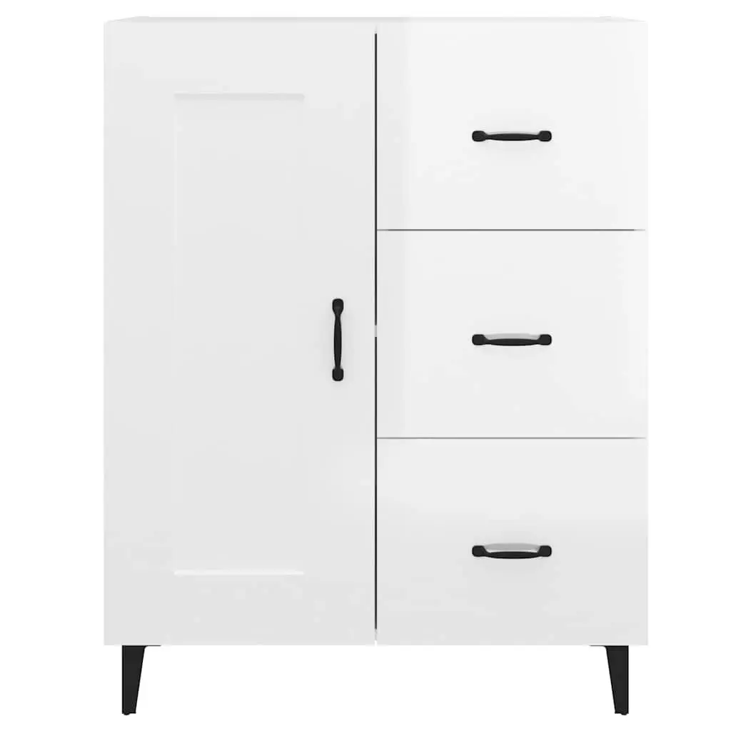 Sideboard Storage Cabinet for Living Room High Gloss White 69.5 x 34 x 90 cm