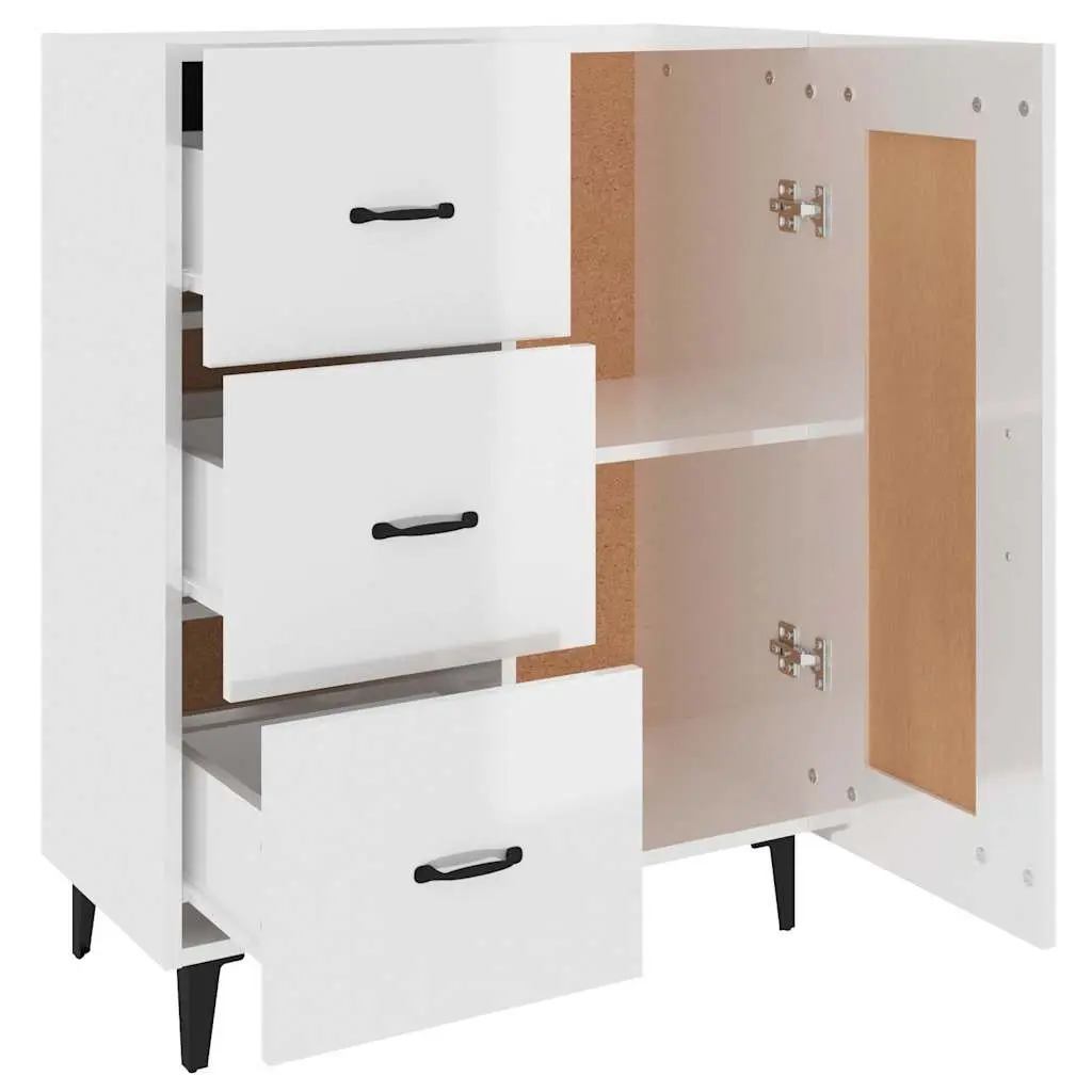 Sideboard Storage Cabinet for Living Room High Gloss White 69.5 x 34 x 90 cm