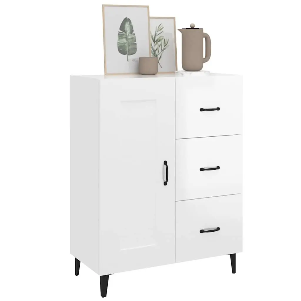 Sideboard Storage Cabinet for Living Room High Gloss White 69.5 x 34 x 90 cm