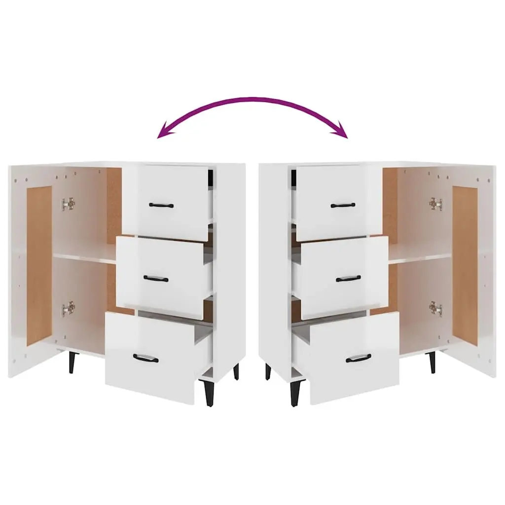 Sideboard Storage Cabinet for Living Room High Gloss White 69.5 x 34 x 90 cm