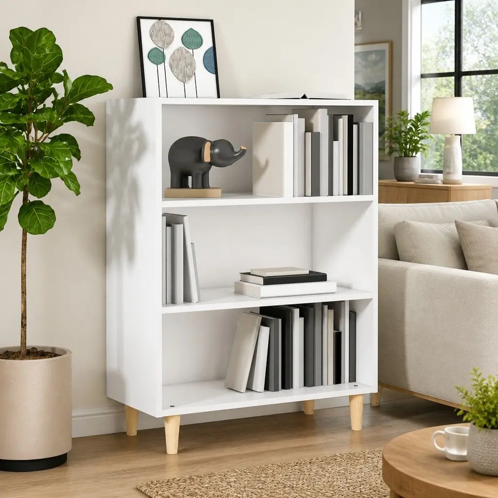 White Sideboard Cabinet Storage Furniture for Living Room Hallway 69.5W x 32.5D x 90H cm