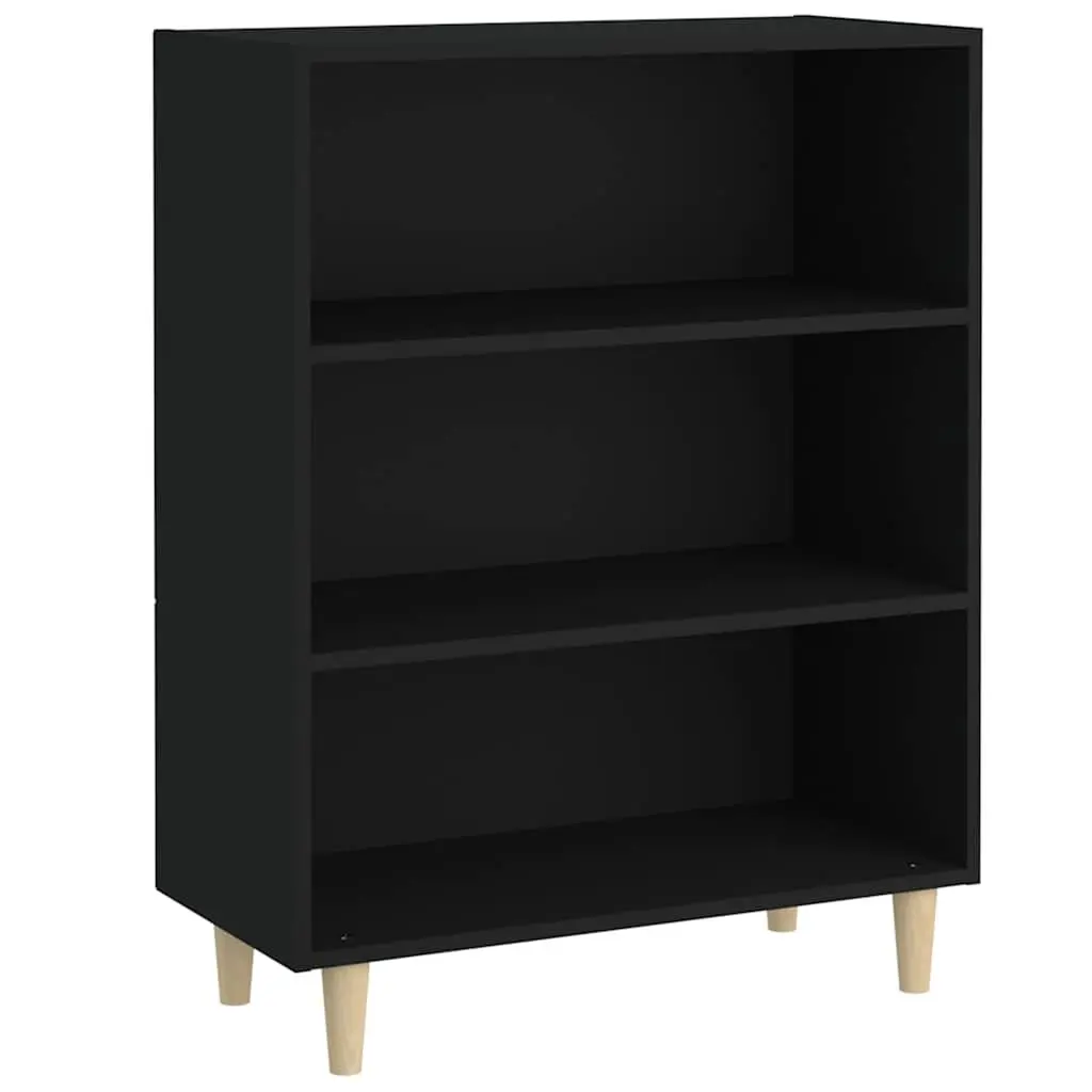 Engineered Wood Sideboard Cabinet with 3 Shelves for Home Storage and Display in Black Finish