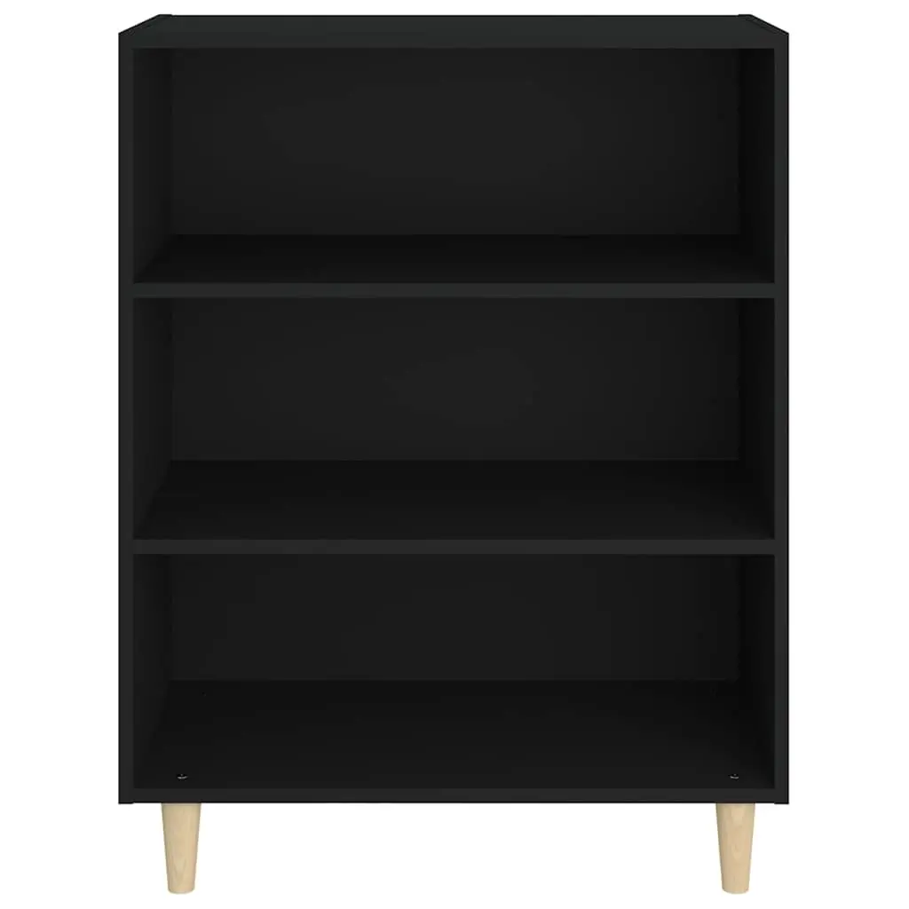 Engineered Wood Sideboard Cabinet with 3 Shelves for Home Storage and Display in Black Finish