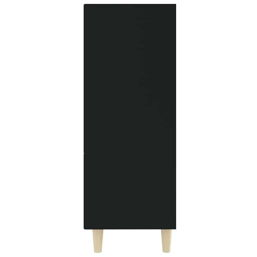 Engineered Wood Sideboard Cabinet with 3 Shelves for Home Storage and Display in Black Finish