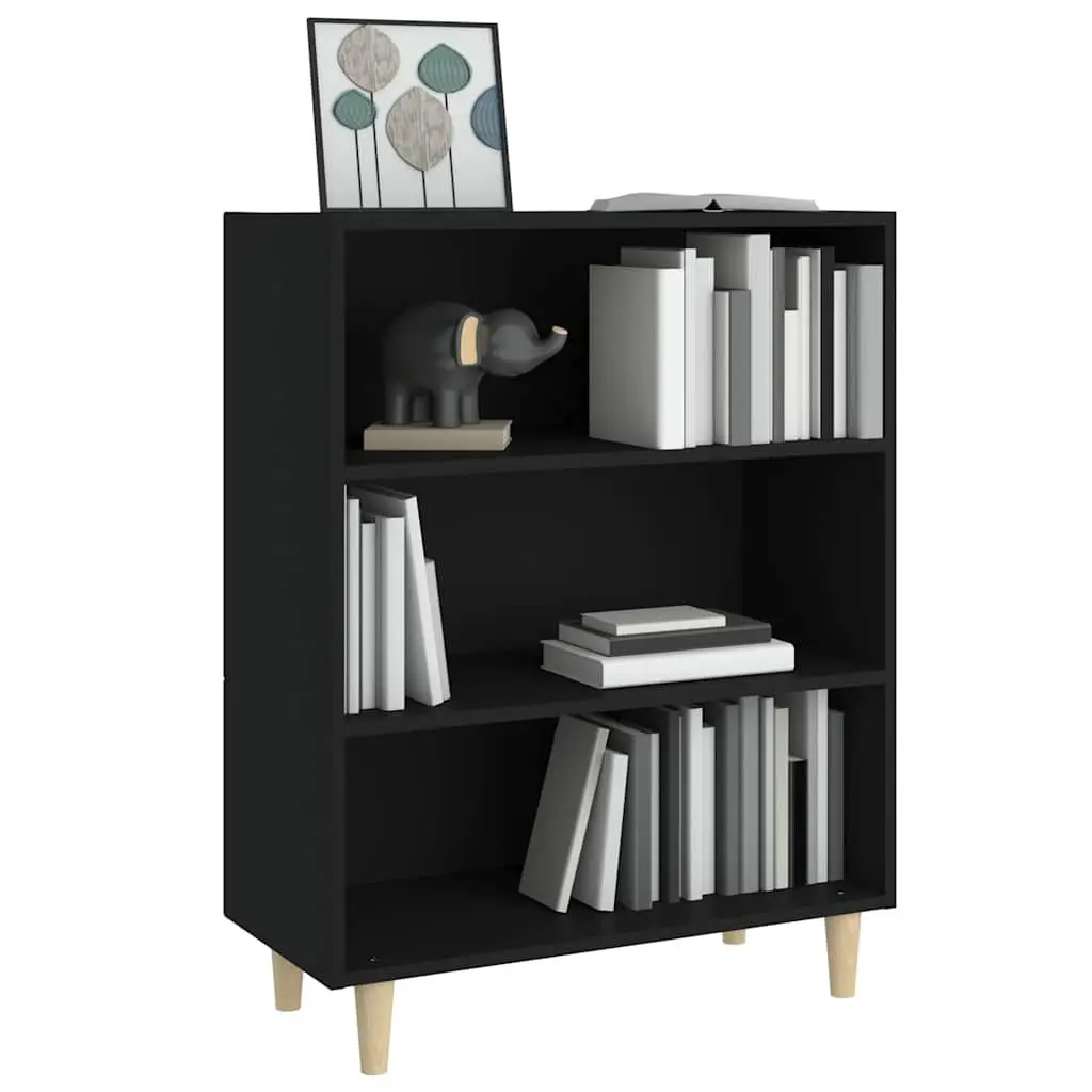 Engineered Wood Sideboard Cabinet with 3 Shelves for Home Storage and Display in Black Finish