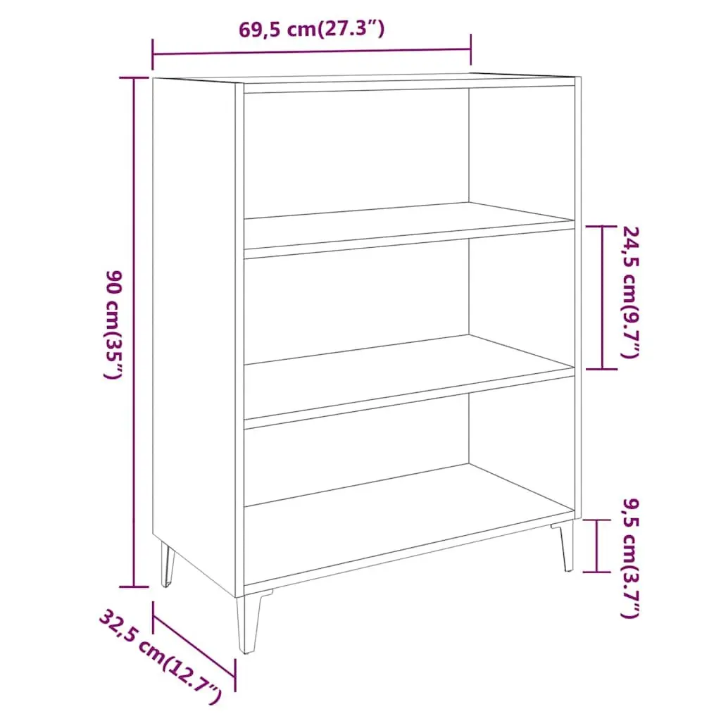 Sideboard for Living Room and Dining Area High Gloss White 69.5x32.5x90cm Engineered Wood