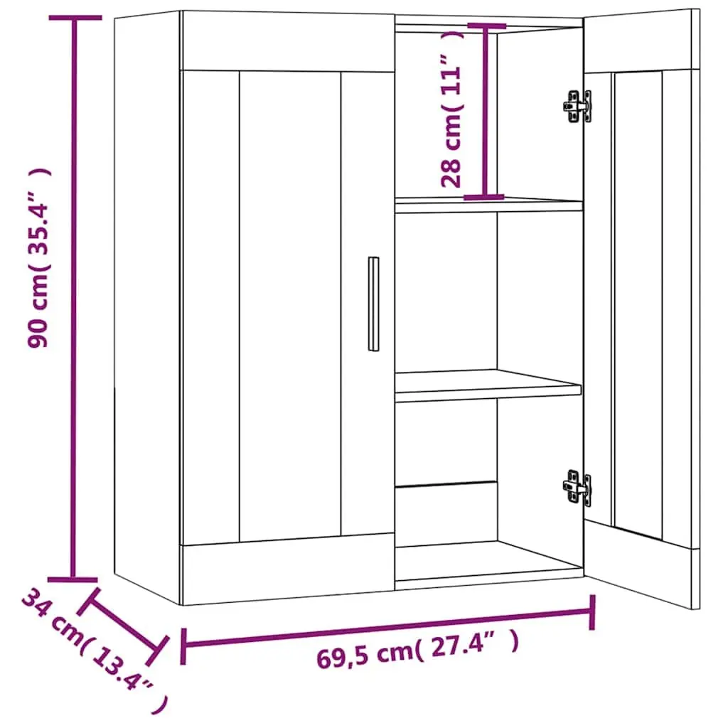 Wall Mounted Storage Cabinet Engineered Wood White 69.5x34x90cm