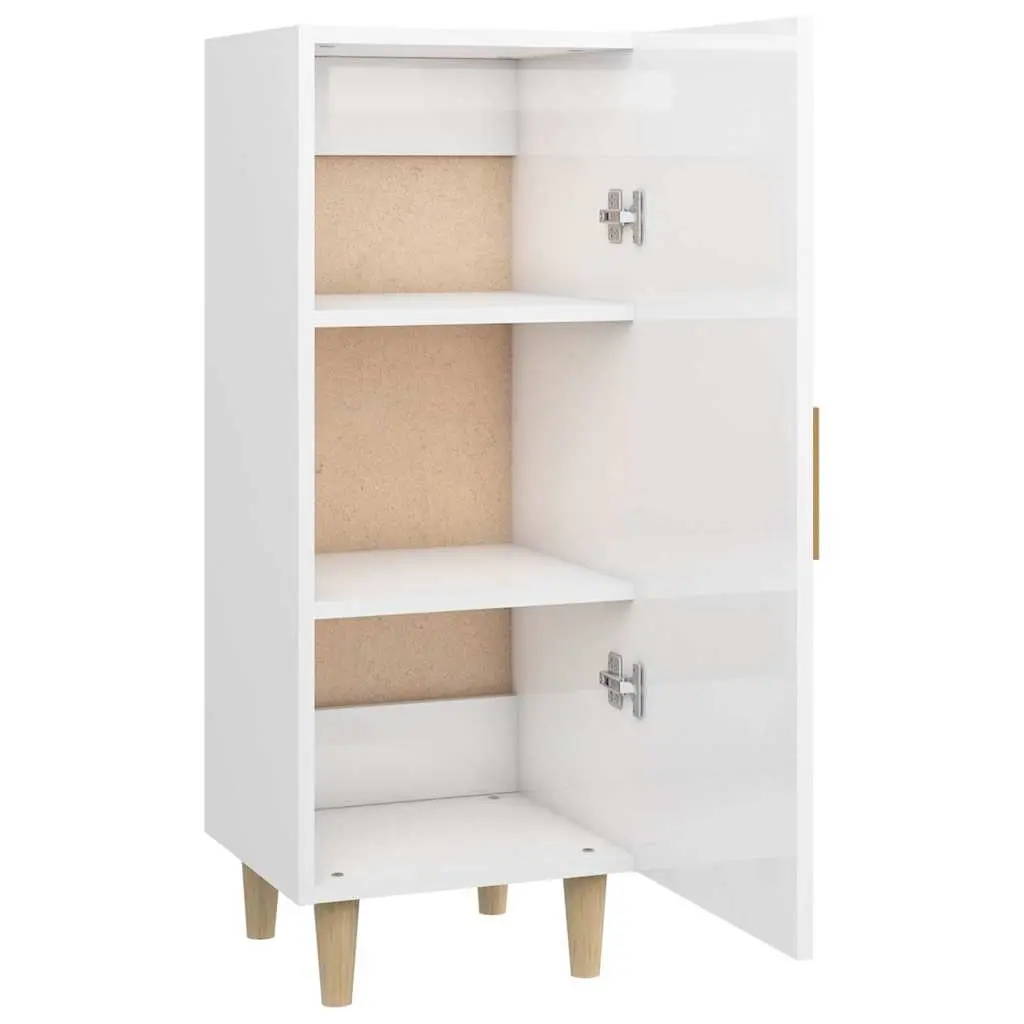White High Gloss Sideboard Cabinet Storage Buffet Engineered Wood 34.5x34x90cm