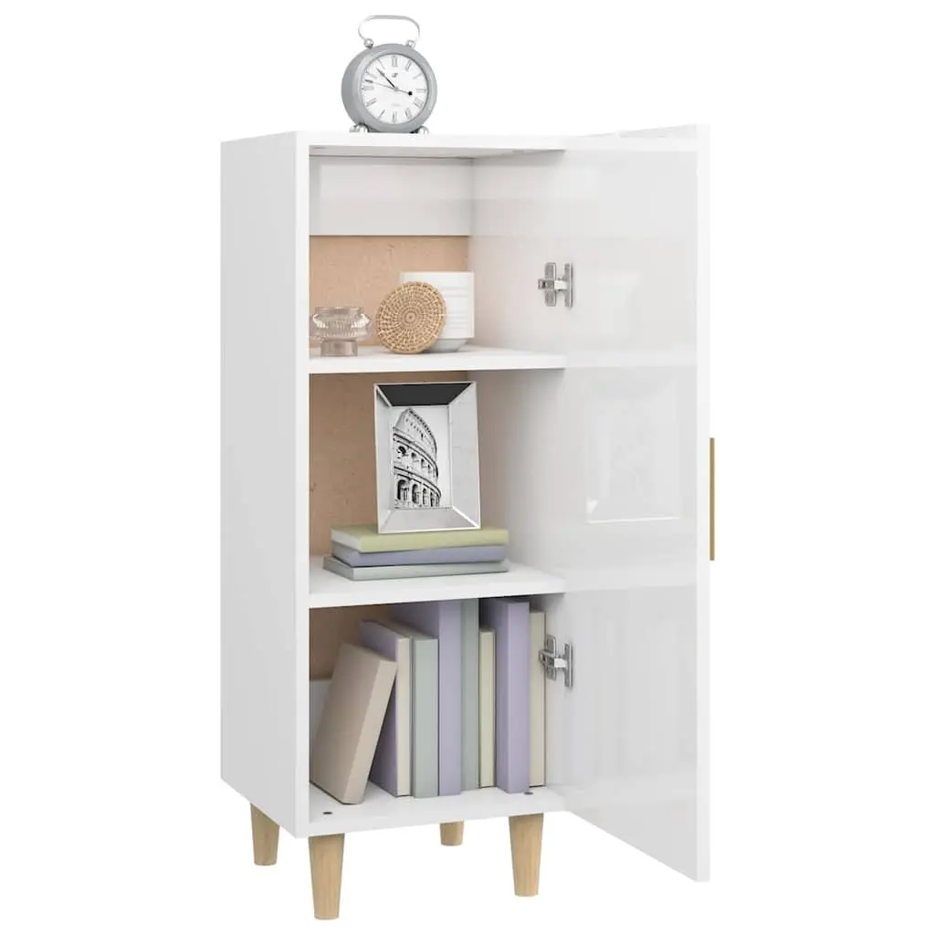 White High Gloss Sideboard Cabinet Storage Buffet Engineered Wood 34.5x34x90cm