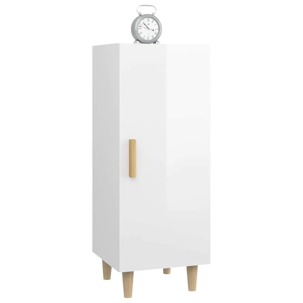 White High Gloss Sideboard Cabinet Storage Buffet Engineered Wood 34.5x34x90cm