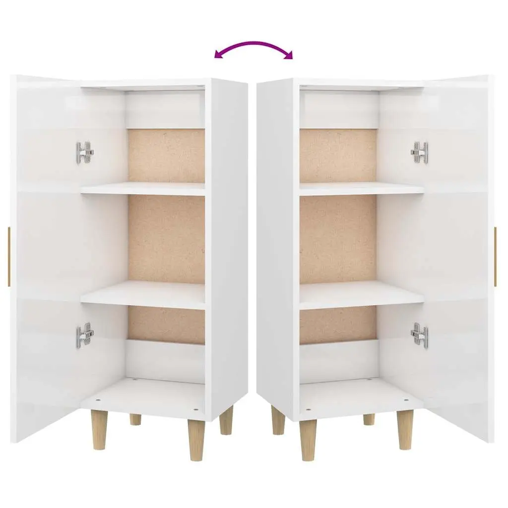 White High Gloss Sideboard Cabinet Storage Buffet Engineered Wood 34.5x34x90cm
