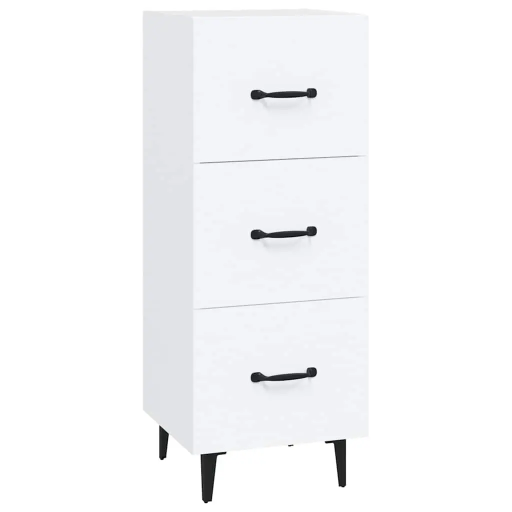 White Sideboard Storage Cabinet for Living Room 34.5 cm Width 90 cm Height