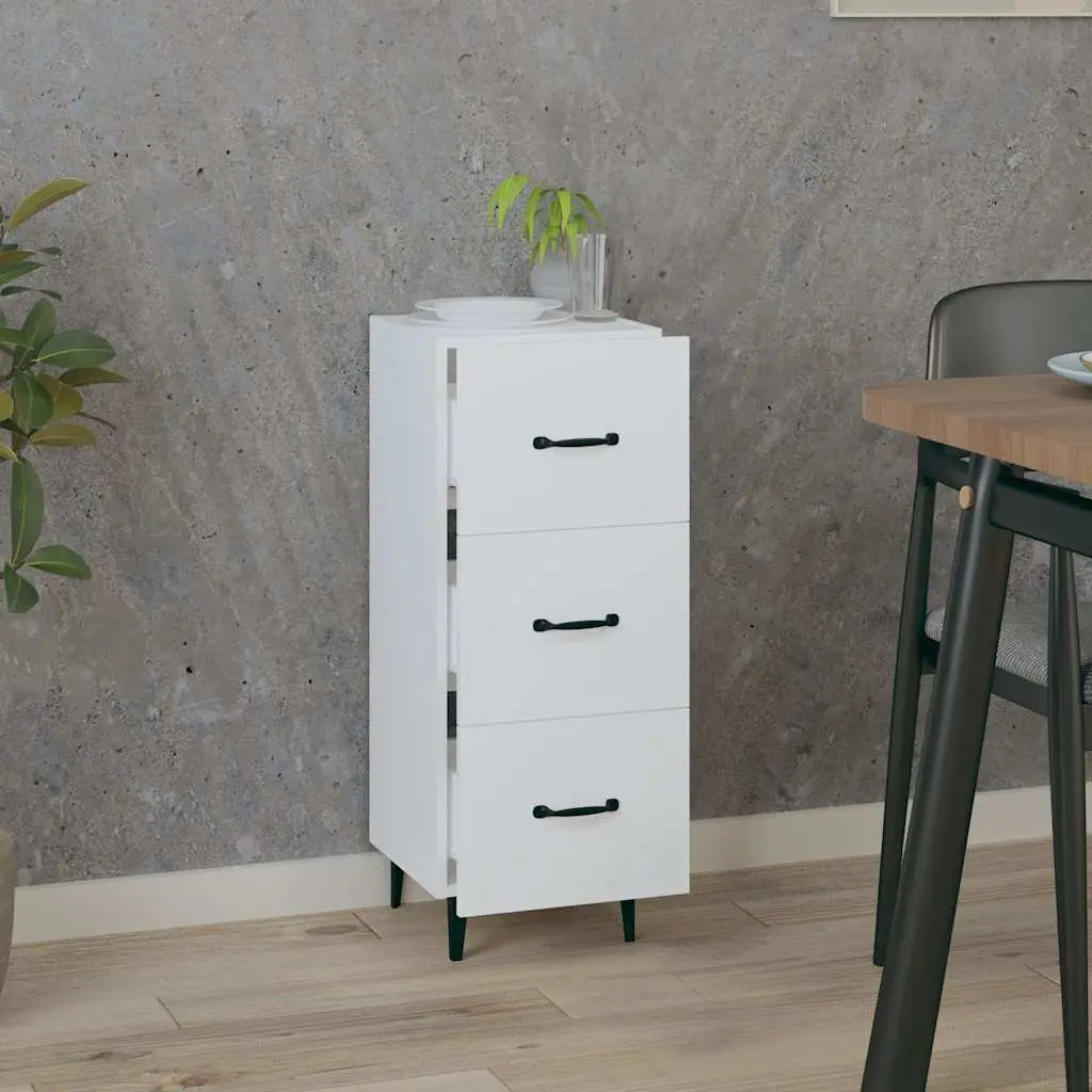 White Sideboard Storage Cabinet for Living Room 34.5 cm Width 90 cm Height