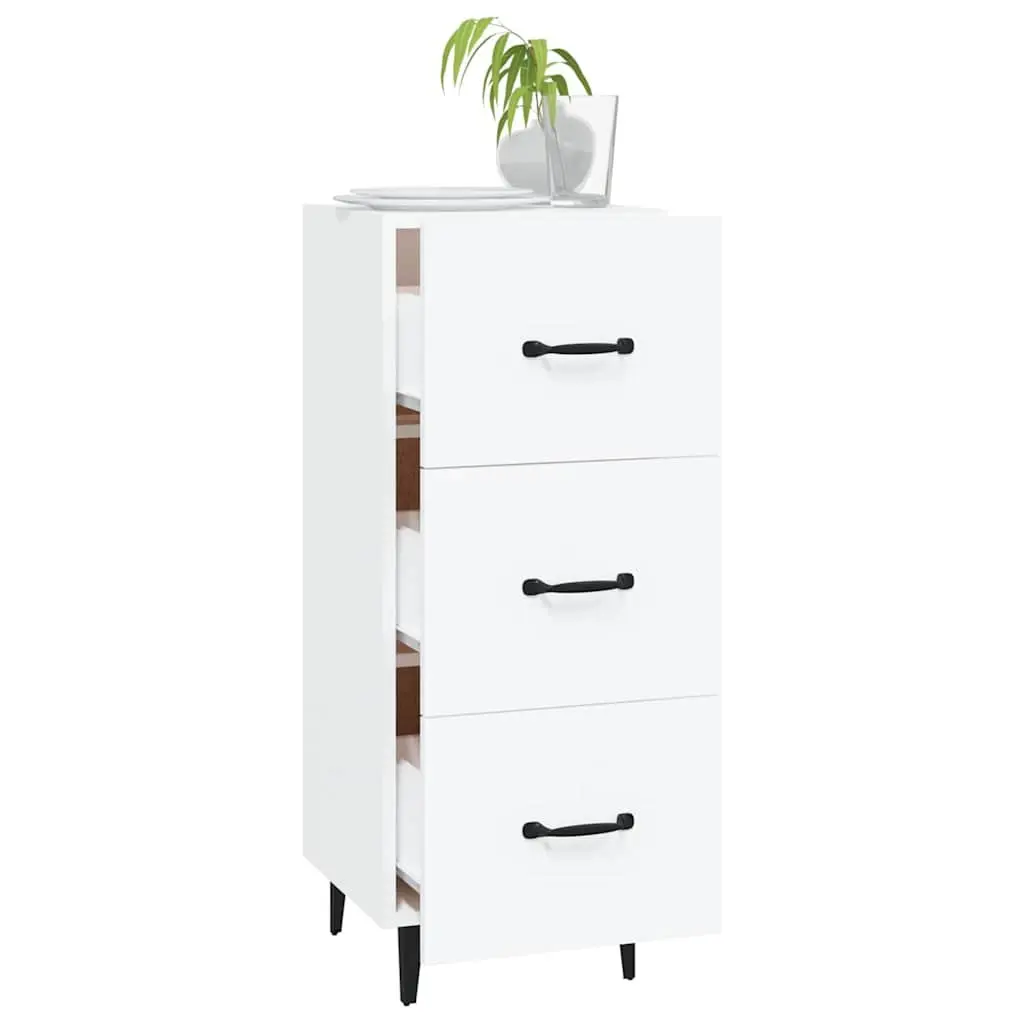 White Sideboard Storage Cabinet for Living Room 34.5 cm Width 90 cm Height