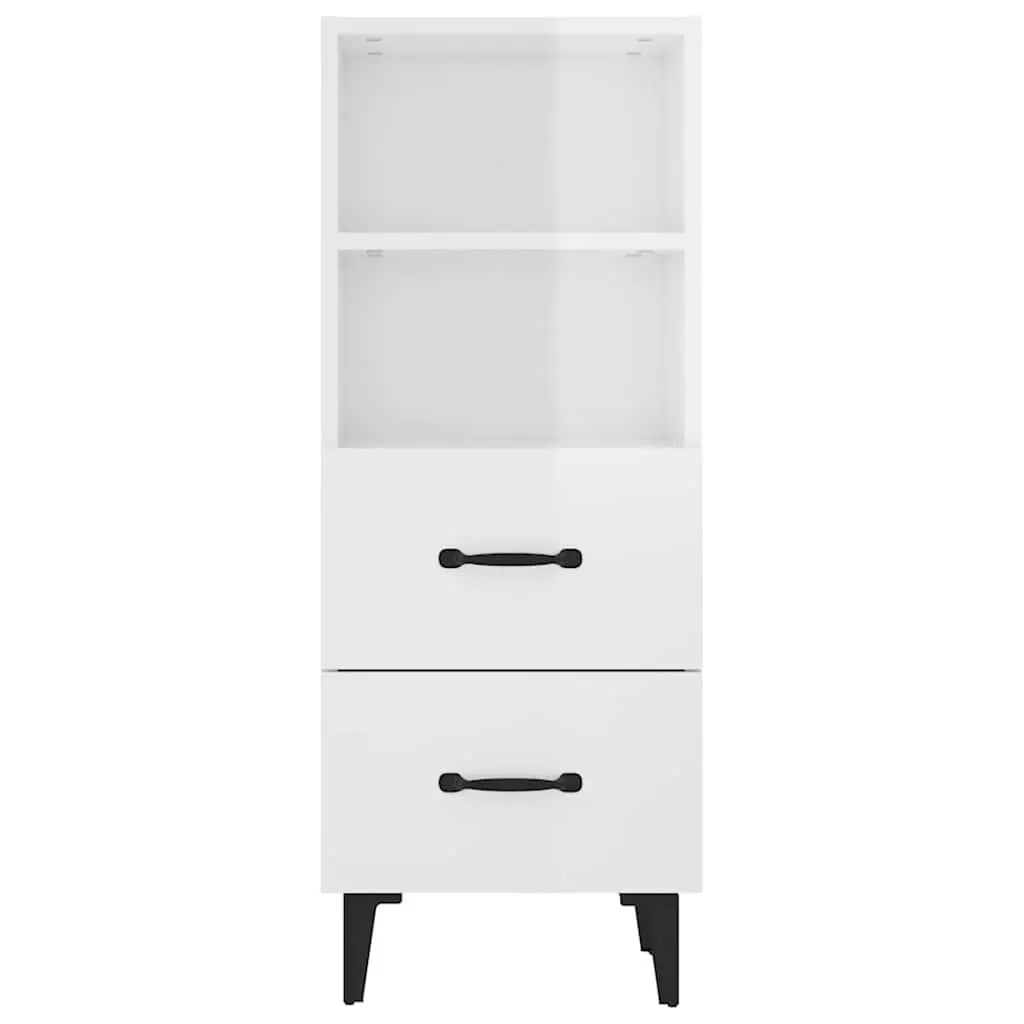 White High Gloss Sideboard Storage Cabinet Engineered Wood Buffet 34.5x34x90cm