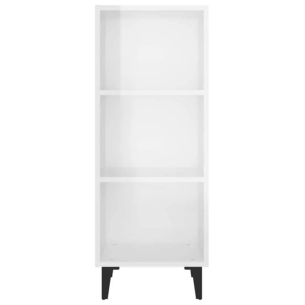 White Sideboard Cabinet 34.5x32.5x90cm High Gloss Storage Buffet 3 Compartments