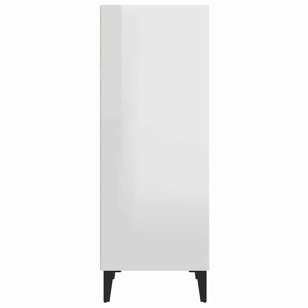 White Sideboard Cabinet 34.5x32.5x90cm High Gloss Storage Buffet 3 Compartments