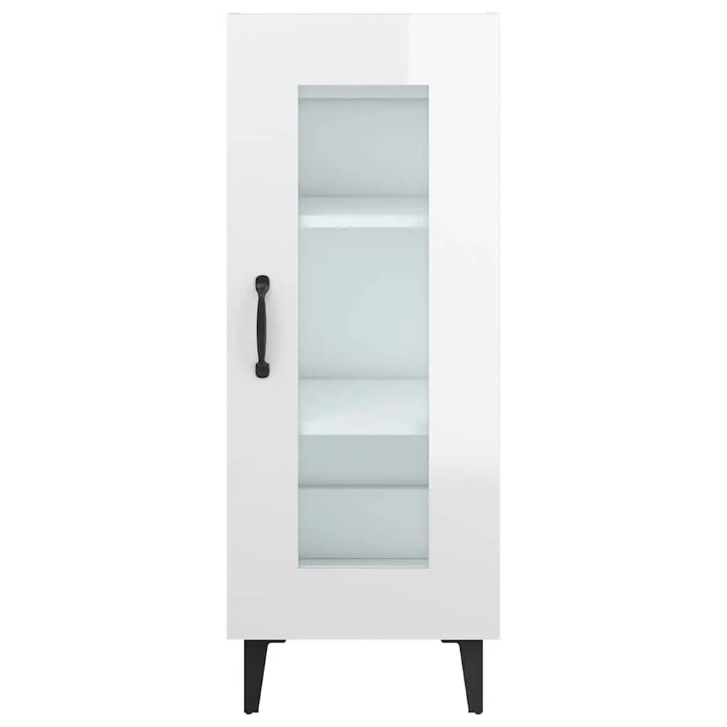 90cm Engineered Wood White High Gloss Sideboard