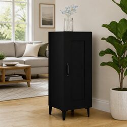 Black Engineered Wood Sideboard Cabinet - 34.5 x 34 x 90 cm