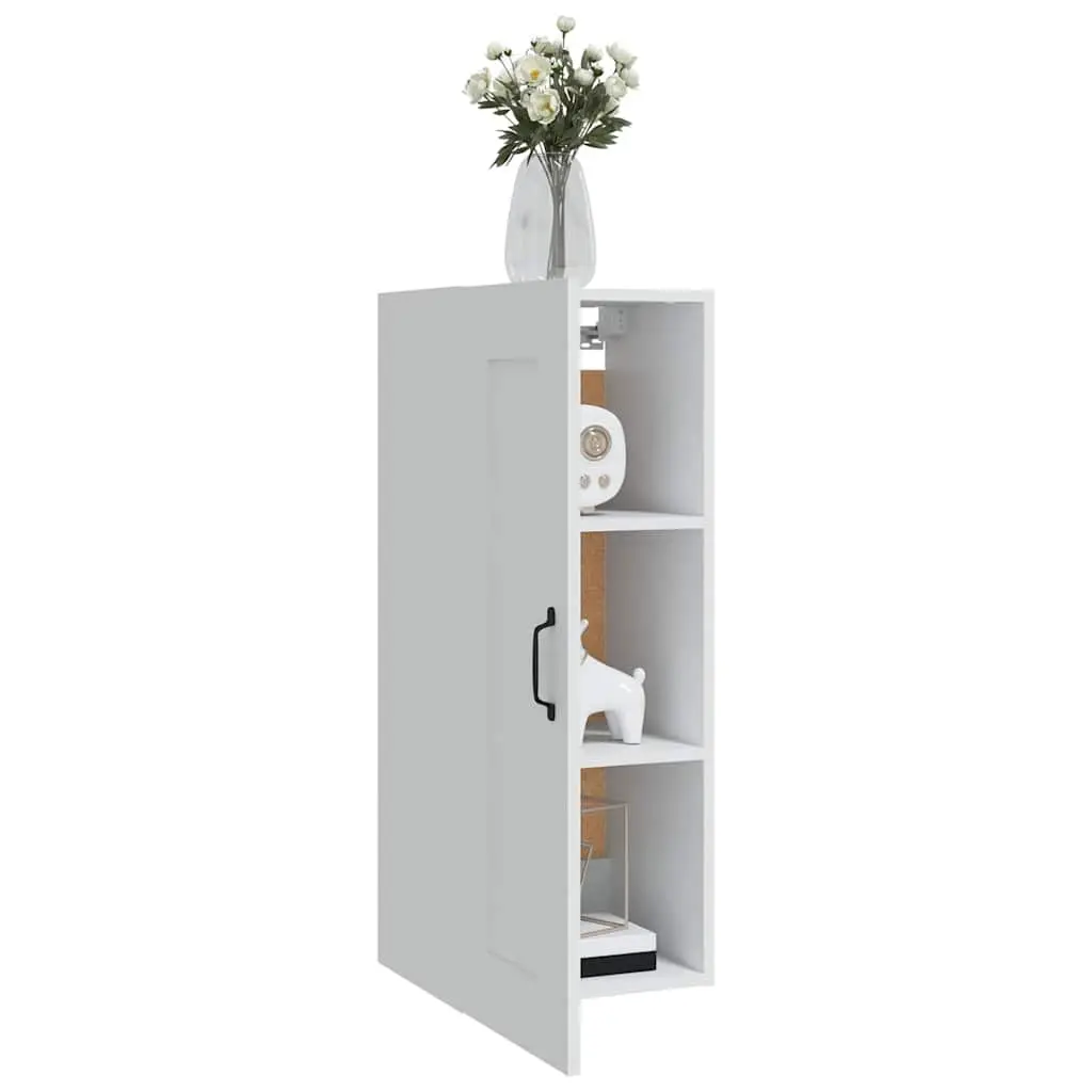 Hanging Storage Cabinet Wall-Mounted Organizer White Engineered Wood 35x34x90cm