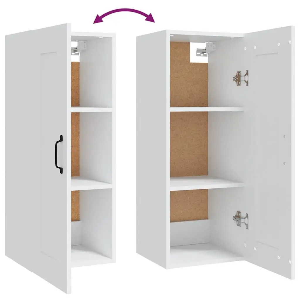 Hanging Storage Cabinet Wall-Mounted Organizer White Engineered Wood 35x34x90cm
