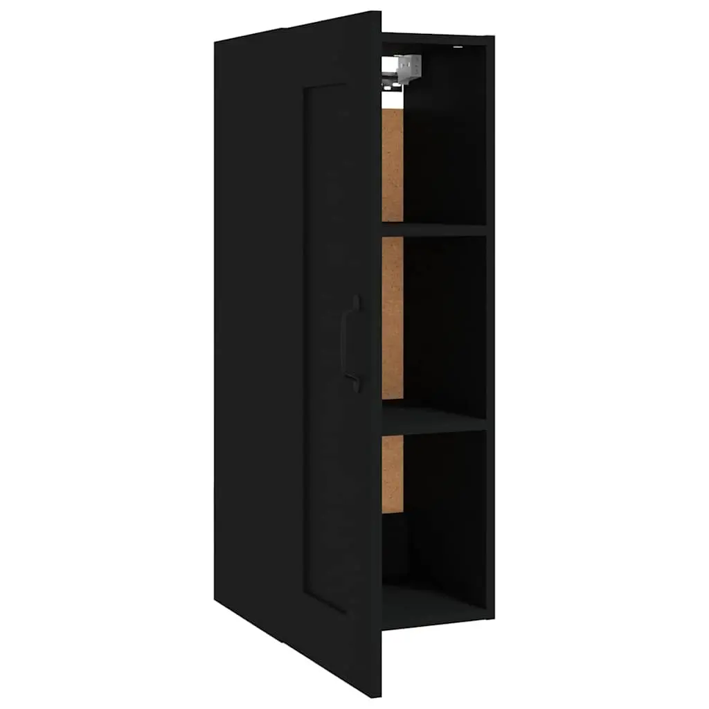 Hanging Storage Cabinet Wall-Mounted Black Engineered Wood 35x34x90cm