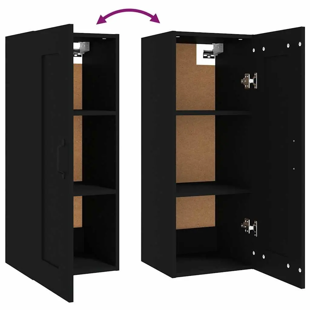 Hanging Storage Cabinet Wall-Mounted Black Engineered Wood 35x34x90cm
