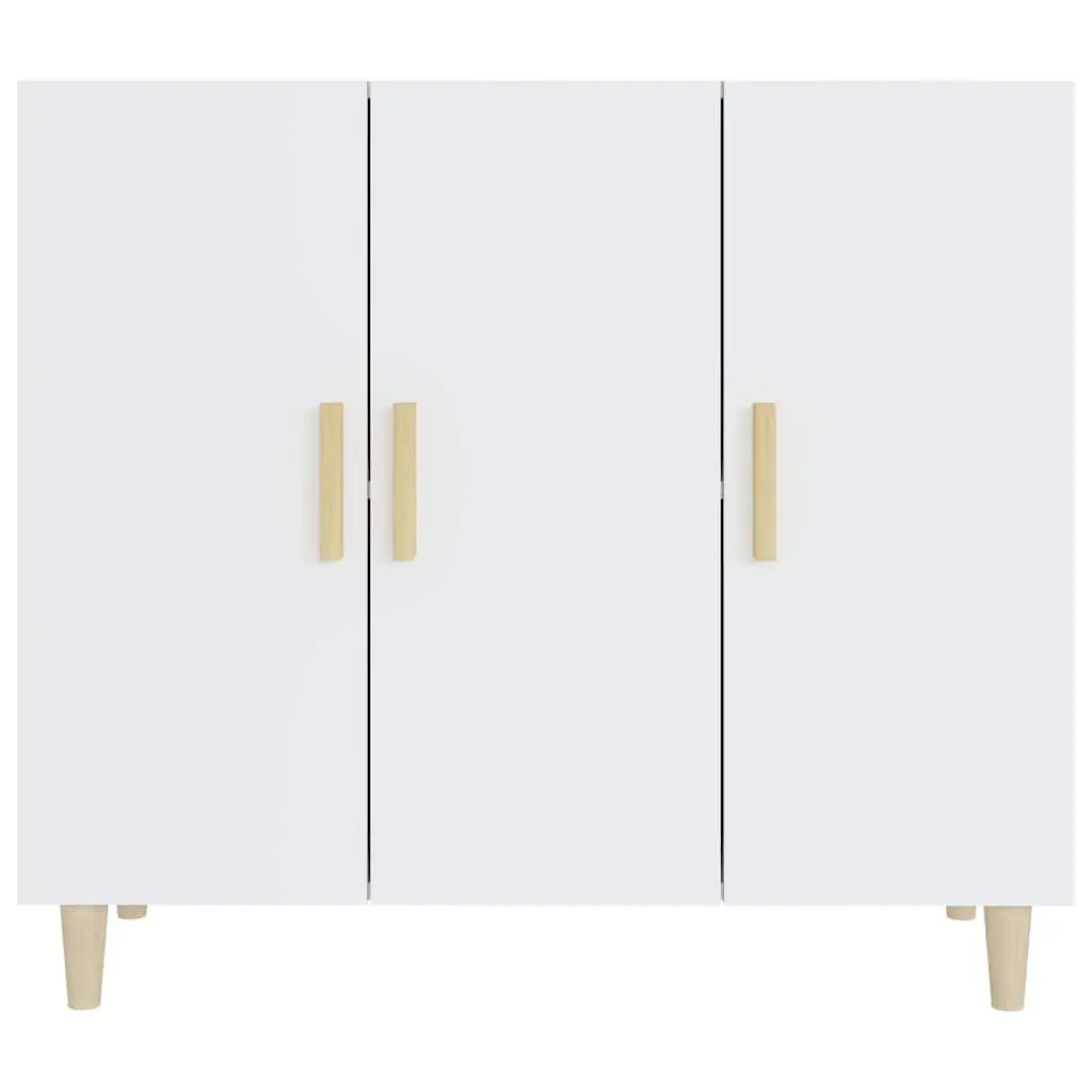 3-Door White Storage Cabinet Sideboard 90x34x80 cm