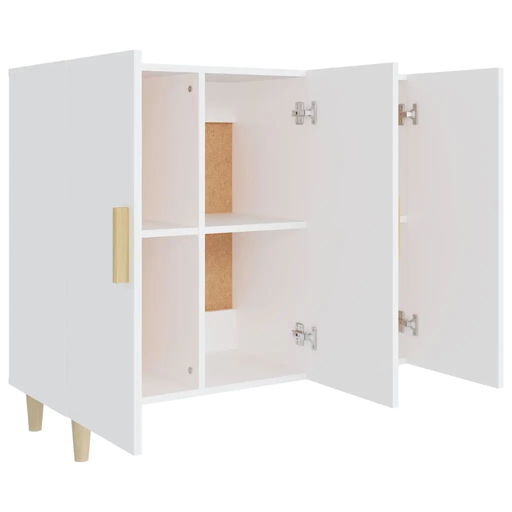 3-Door White Storage Cabinet Sideboard 90x34x80 cm