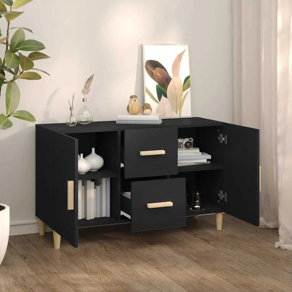 Sideboard Storage Cabinet for Home 100x36x60 cm Black with Doors and Drawers