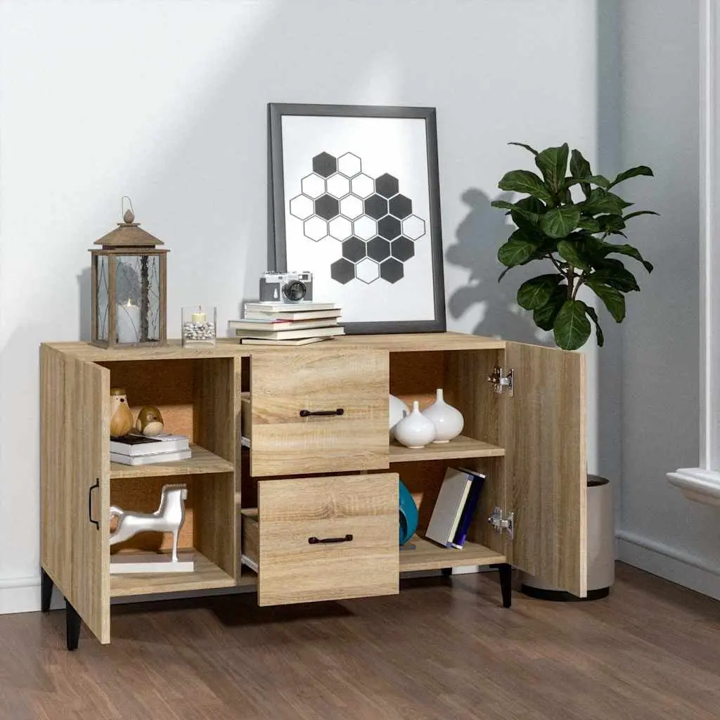 Sideboard Storage Cabinet for Home 100 cm Brown Engineered Wood 2 Doors 2 Drawers