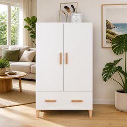 Highboard Storage Cabinet 70x31x115 cm White Engineered Wood