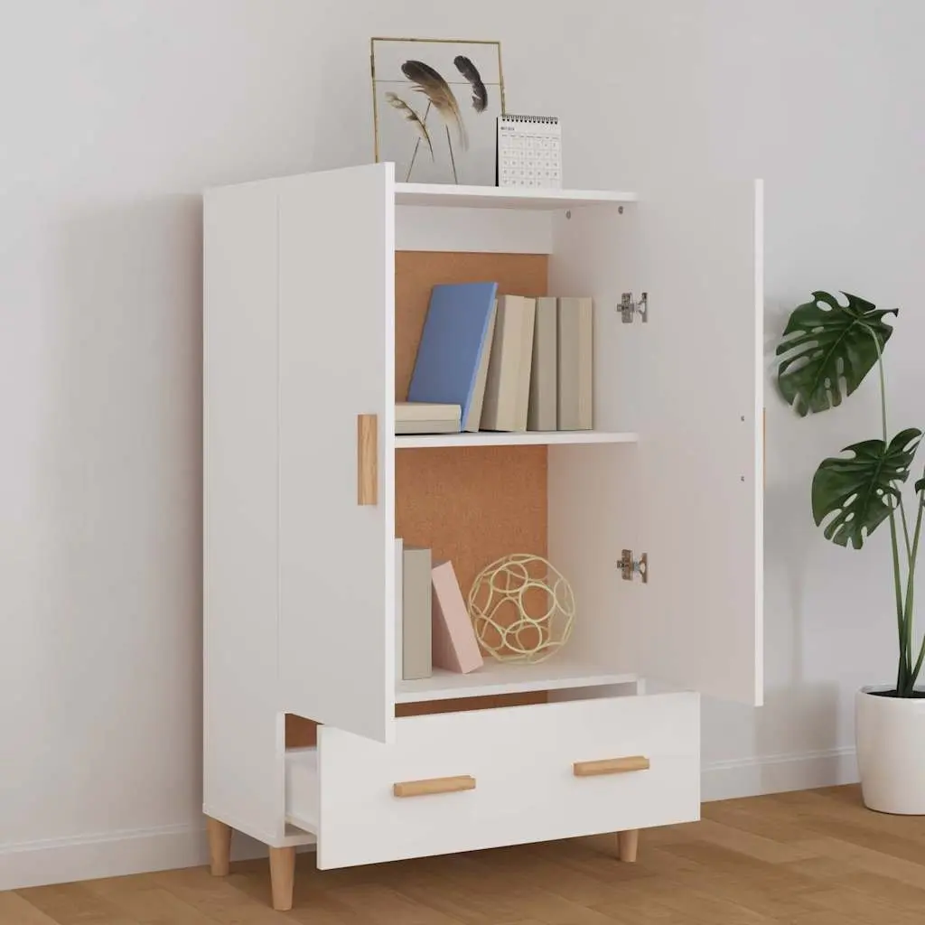 Highboard Storage Cabinet 70x31x115 cm White Engineered Wood