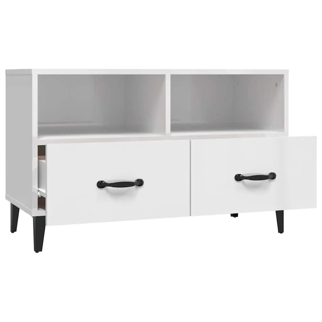 TV Cabinet Living Room High Gloss White Media Unit 80 x 36 x 50 cm