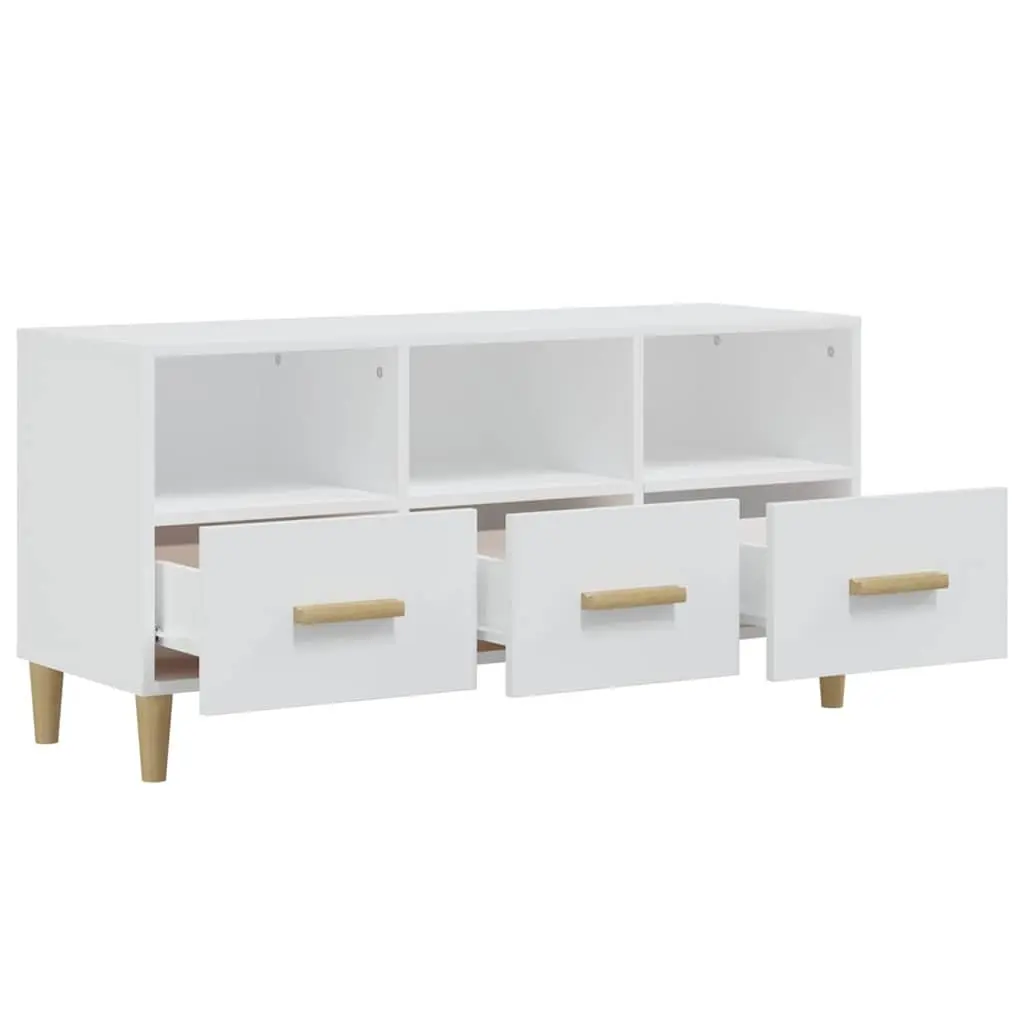 TV Cabinet Living Room High Gloss White Modern Media Unit 102 x 36 x 50 cm
