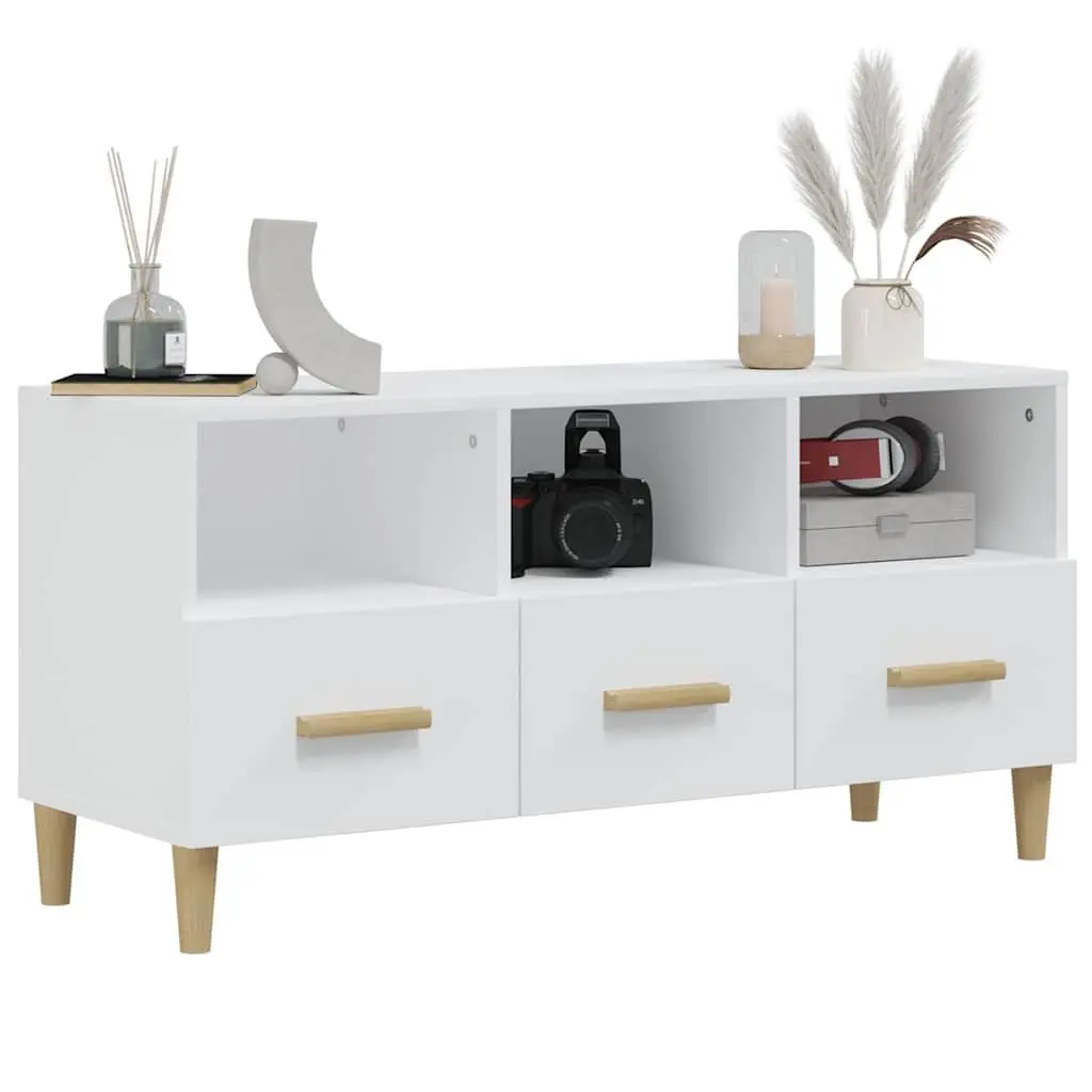 TV Cabinet Living Room High Gloss White Modern Media Unit 102 x 36 x 50 cm
