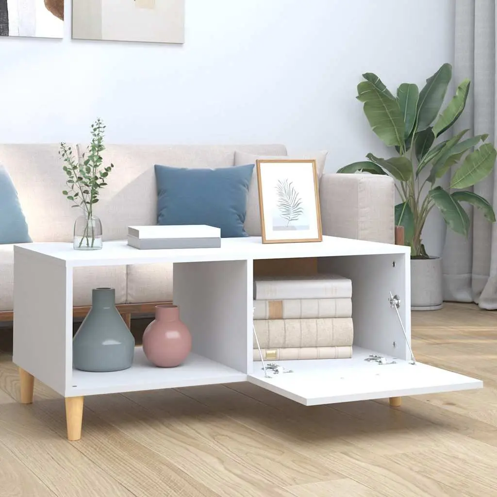 Engineered Wood Coffee Table, 89.5 x 50 x 40 cm, White