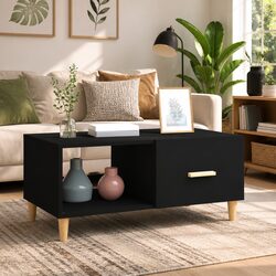 Black Coffee Table with Storage - 89.5 x 50 x 40 cm