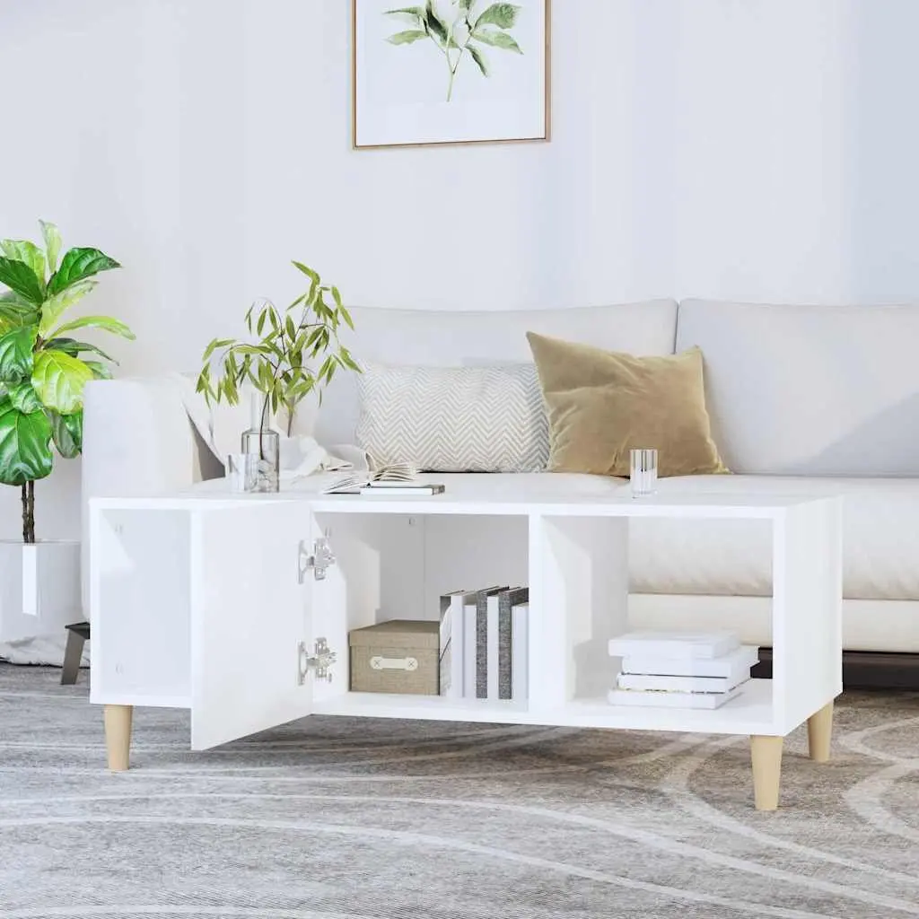 Coffee Table Living Room White 102x50x40 cm Storage Compartments Drawer